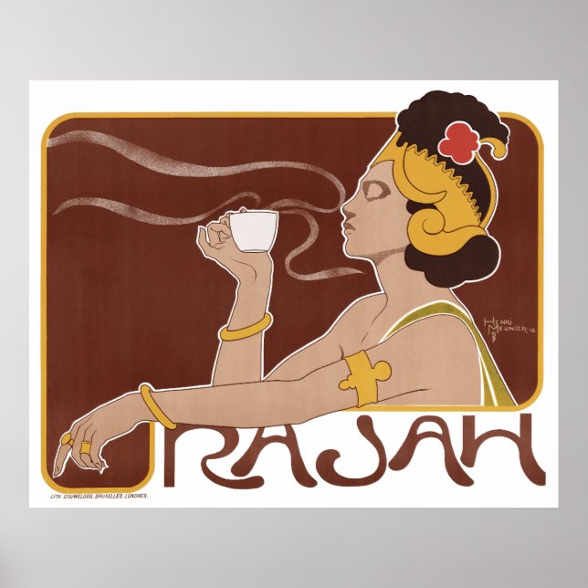 Colour lithograph about the coffee Rajah Poster (Front)