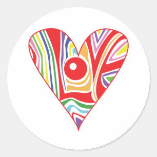 Colour LOVE heart Classic Round Sticker