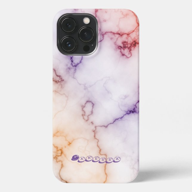 Colour Marble Pattern Personalization iPhone Case (Back)