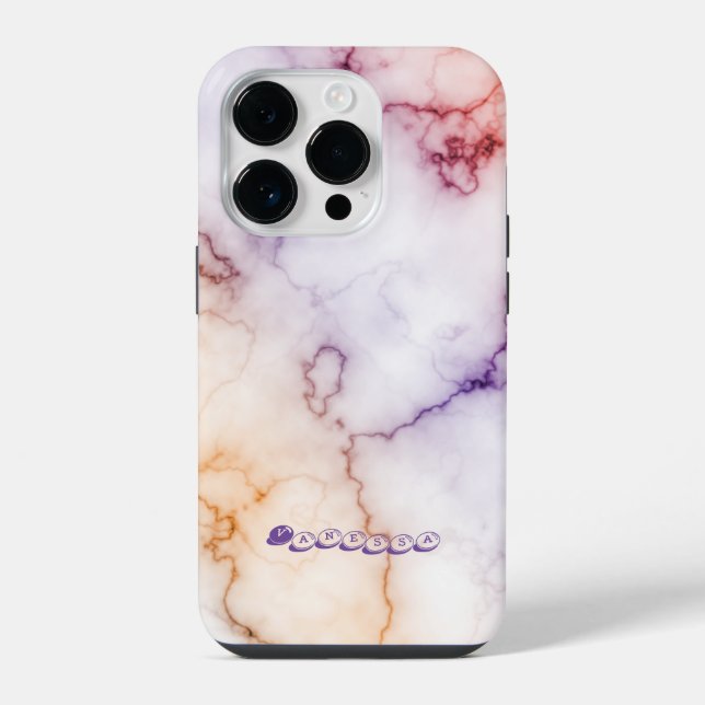 Colour Marble Pattern Personalization iPhone Case (Back)