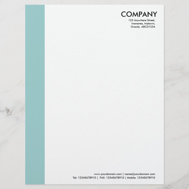 Colour Margin - Light Blue Green Letterhead (Front)