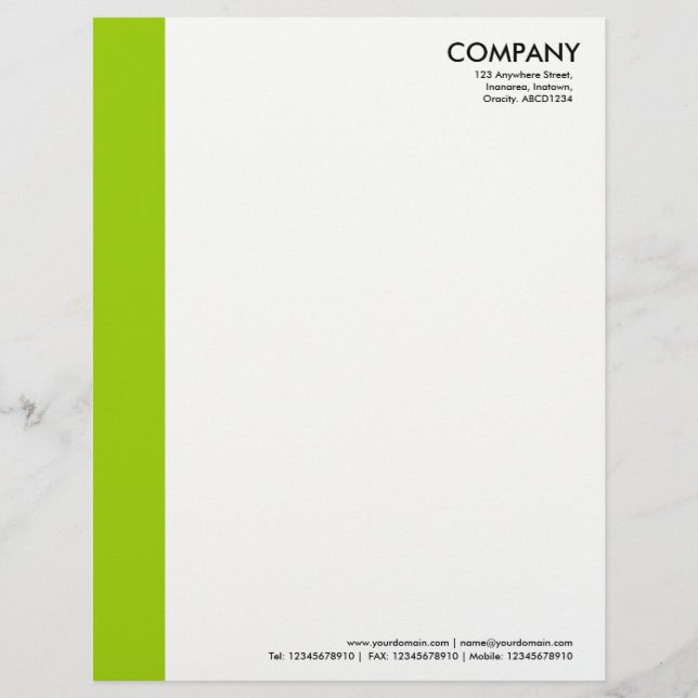 Colour Margin - Martian Green Letterhead (Front)