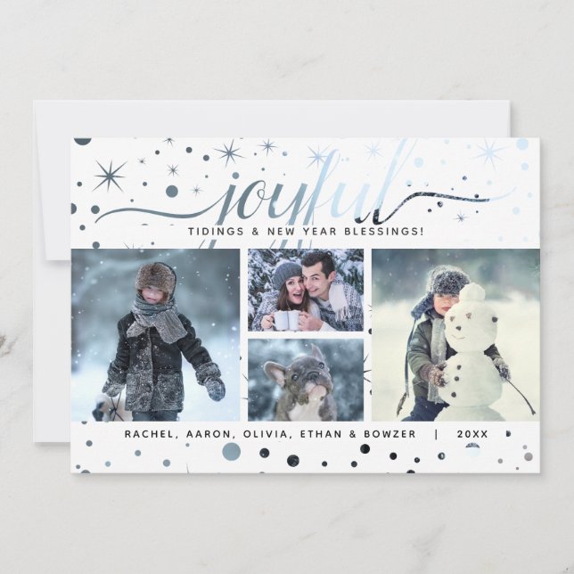 Colour-Matching Typography JOYFUL Holidays Tidings Holiday Card (Front)