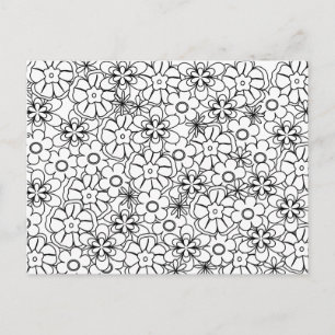 Colour-Me Activity Funky Hippy Retro Flowers Postcard