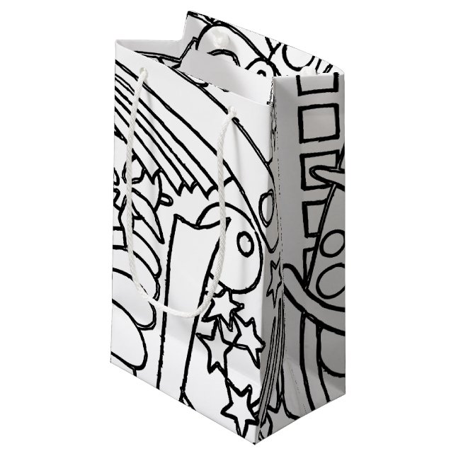Colour Me Black and White Colouring Party Small Gift Bag (Front Angled)