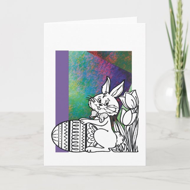 Colour Me Bunny and Egg Holiday Card (Front)