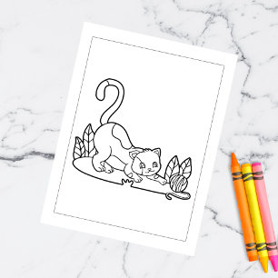 Colour Me Cat Playing Yarn Kids Activity Cards