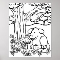 Colour Me Cute Dog and Flowers