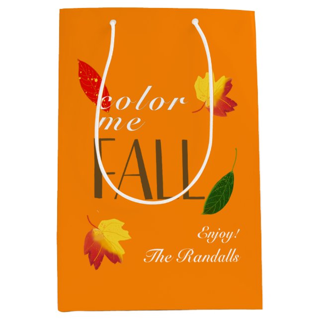 Colour Me Fall Personalized  Medium Gift Bag (Front)
