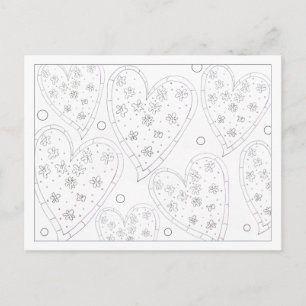 Colour Me Flower Hearts Postcard