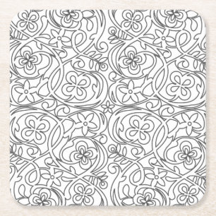 colour me flowers and vines coaster