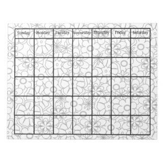 Colour Me Funky Floral Blank Calendar Notepad