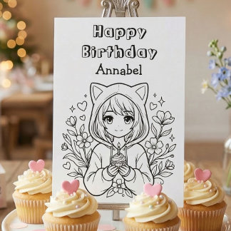 Colour Me | Girl's Anime Birthday Card
