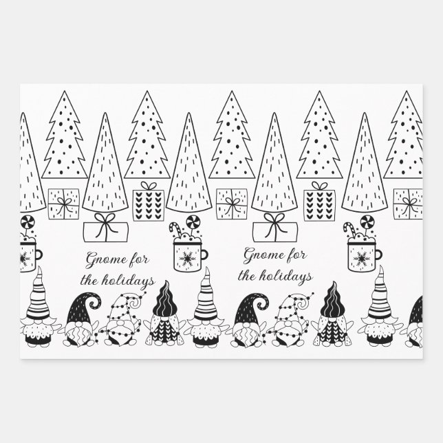 "Colour Me!"  Gnome Christmas Wrapping Sheets (3) (Front)