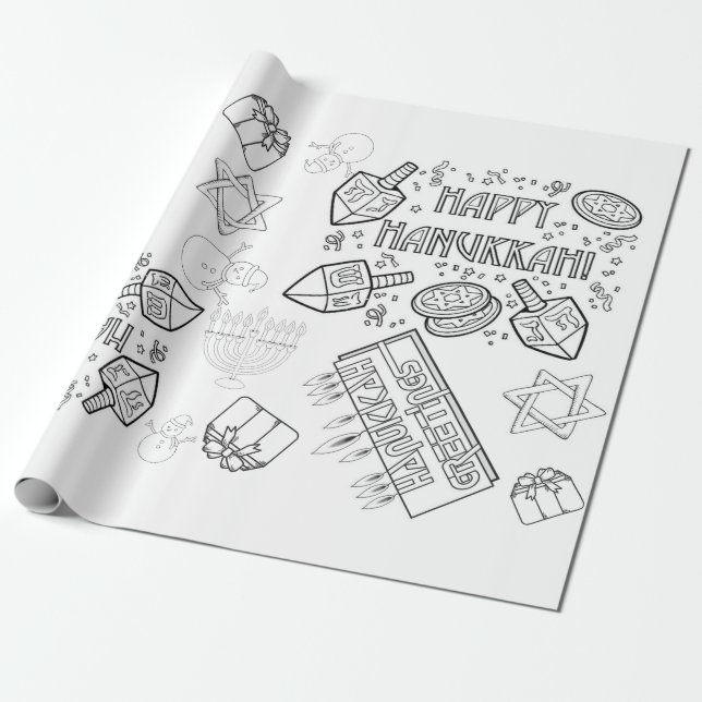 Colour Me - Hanukkah Wrapping Paper  (Unrolled)
