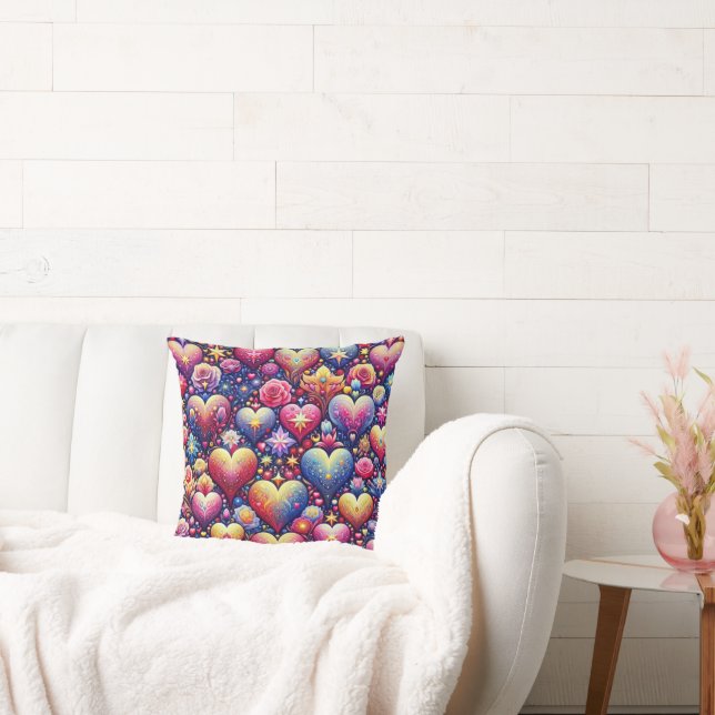 Colour Me Heart Floral Accent Throw Pillow (Couch)