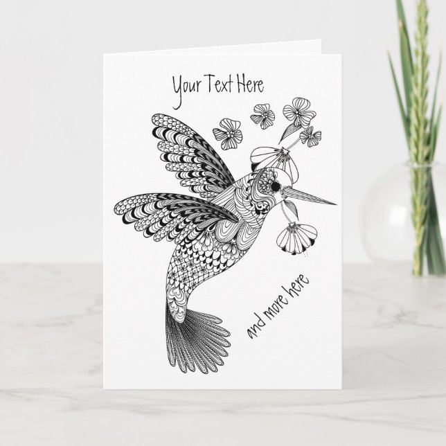 Colour Me Hummingbird Floral DIY Card (Front)