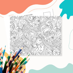Colour Me In B4 Giving Camellia•Custom Postcard