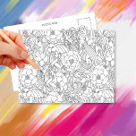 Colour Me In B4 Giving Jasmine•Custom Postcard<br><div class="desc">Designed with a jasmine,  flower pattern,  black,  lined art.  Send them your colorized artwork as a gift.  Also,  customize the back before giving them!</div>
