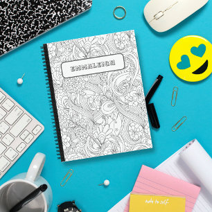 Colour Me In Camellia Flower Pattern Notebook