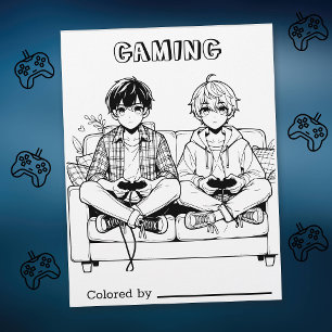 Colour Me Page for Kids Anime Gamer Teenagers