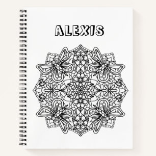 Colour Me, Personalized Butterfly Mandala Notebook