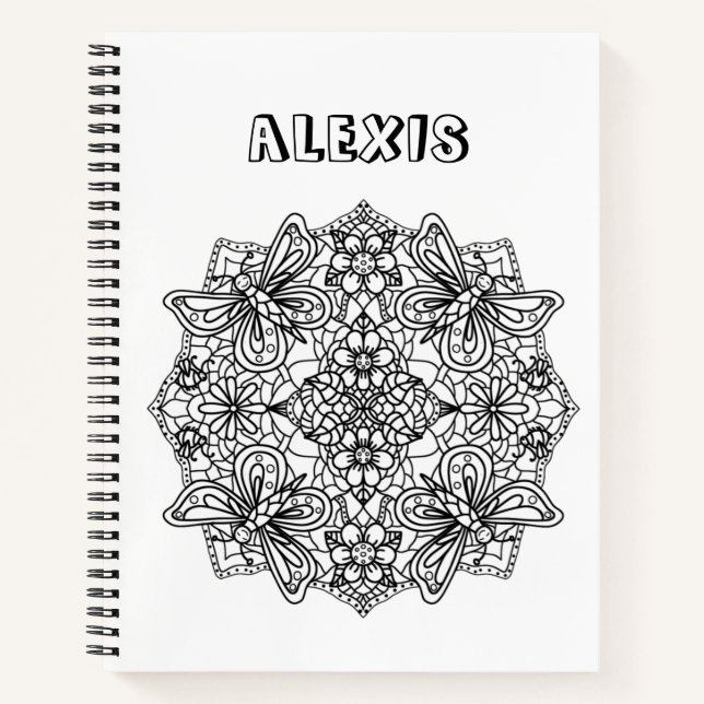Colour Me, Personalized Butterfly Mandala Notebook (Front)