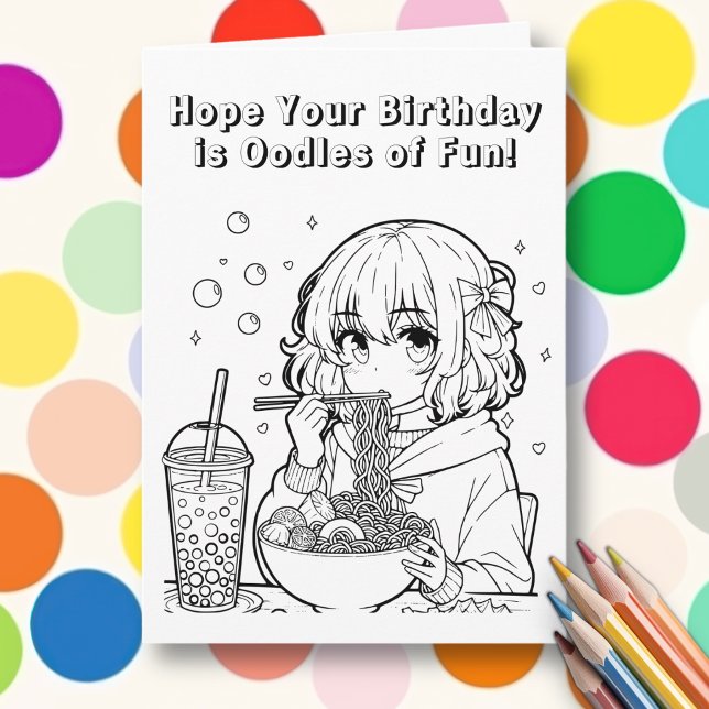 Colour Me | Ramen pun Personalized Girl's Birthday Card (Creator Uploaded)