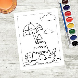 Colour Me Sand Castle at Beach Activity Cards