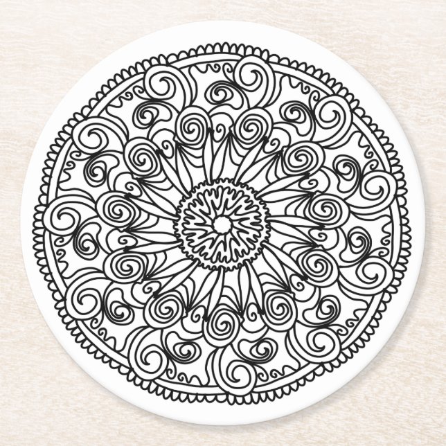 colour me swirl flowers coaster (Front)