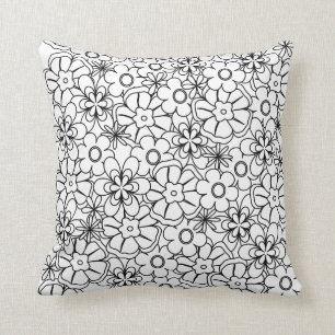 Colour-Me Your Theme Funky Hippy Retro Flowers Throw Pillow