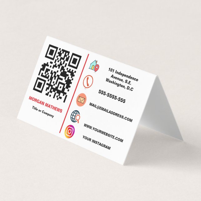 Colour Minimalist Professional Company Logo QR Cod Business Card (Front)