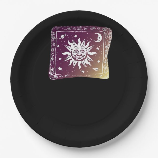 Colour Moon Boho Whimsigothic Gothic Witchy Witch  Paper Plate (Front)