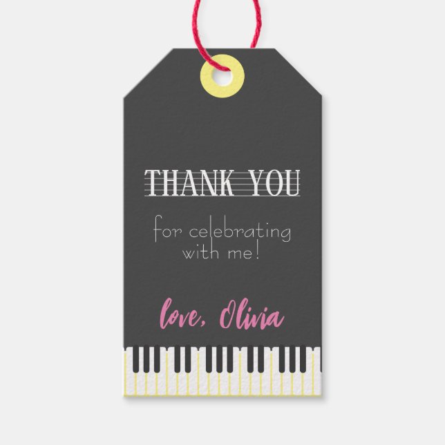 Colour Music Party Birthday Gift Tags (Front)