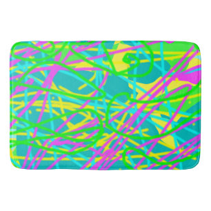Colour My Dreams Scribble Pattern Expressive Artsy Bath Mat
