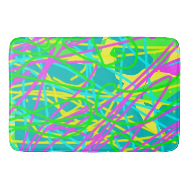 Colour My Dreams Scribble Pattern Expressive Artsy Bath Mat (Front)