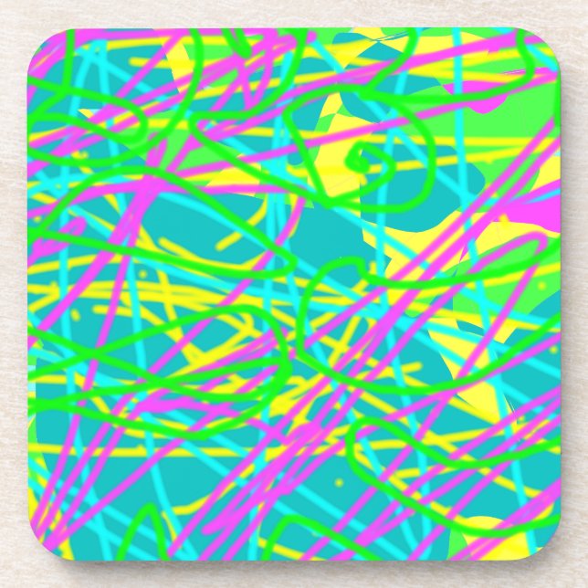 Colour My Dreams Scribble Pattern Expressive Artsy Coaster (Front)