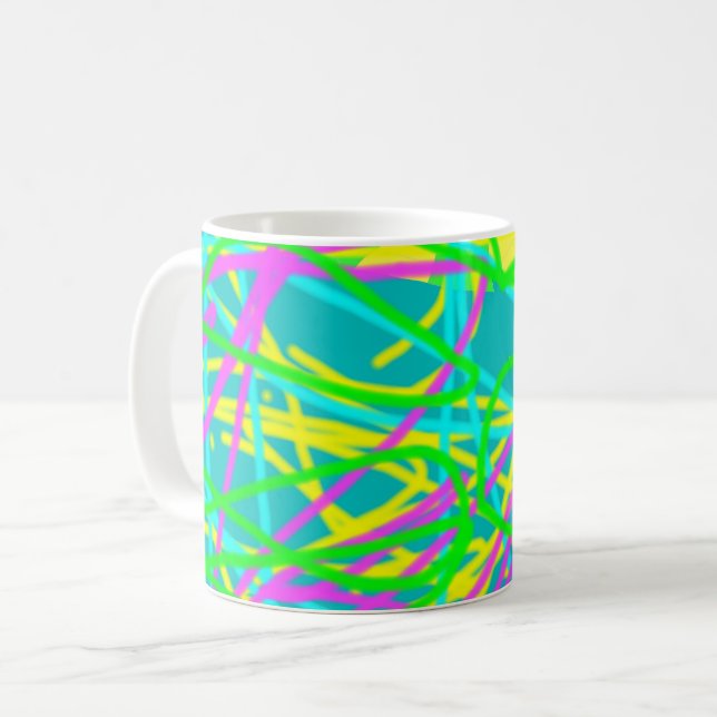 Colour My Dreams Scribble Pattern Expressive Artsy Coffee Mug (Front Left)