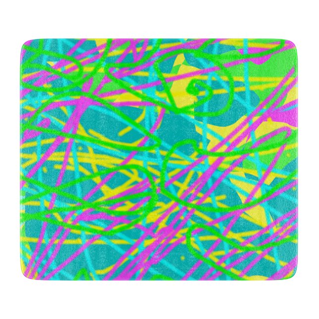 Colour My Dreams Scribble Pattern Expressive Artsy Cutting Board (Front)