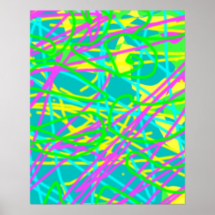 Colour My Dreams Scribble Pattern Expressive Artsy Poster