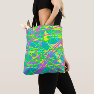 Colour My Dreams Scribble Pattern Expressive Artsy Tote Bag