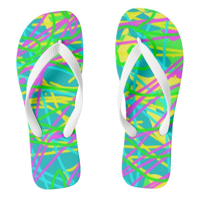 Colour My Dreams Scribble Pattern Expressive  Flip Flops (Footbed)