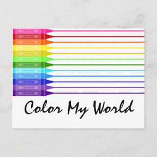 Colour My World Rainbow Crayons Postcard
