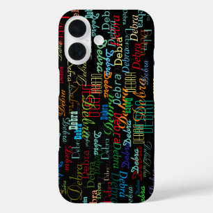 Colour Name All Over . Personalized Black iPhone 16 Case