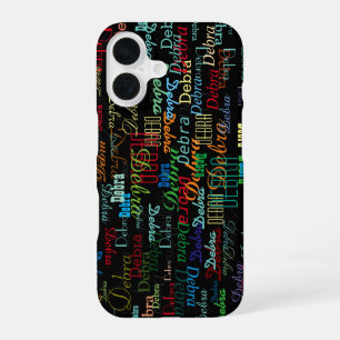 Colour Name All Over . Personalized Black  iPhone 16 Case
