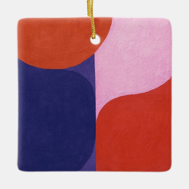 "Colour Negotiation" Colourful Abstract Art Ceramic Ornament (Front)