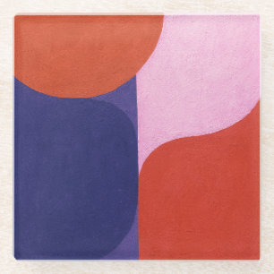 "Colour Negotiation" Colourful Abstract Art Glass Coaster
