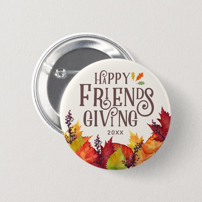 Colour of Autumn | Friendsgiving 2 Inch Round Button (Front & Back)