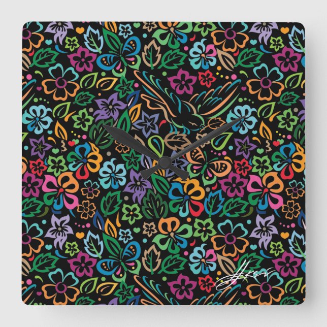 Colour of Life Square Wall Clock (Front)