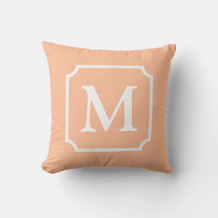 Colour of the year 2024: Peach   Monogram Throw Pillow